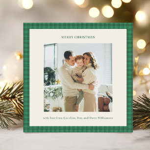Klassieke groene ruit Kerst foto met sfeer Kaart