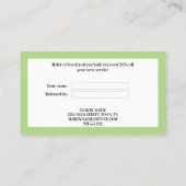 Klassieke Groene Scallop Verwijs een Vriend Aanbevelingskaartje (Achterkant)