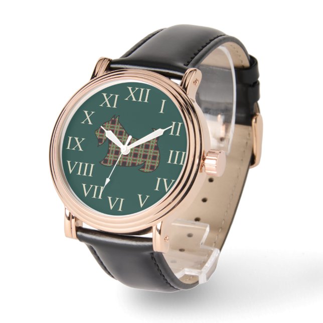 Klassieke Groene Schotse Terrier Horloge Gift (Hoek)
