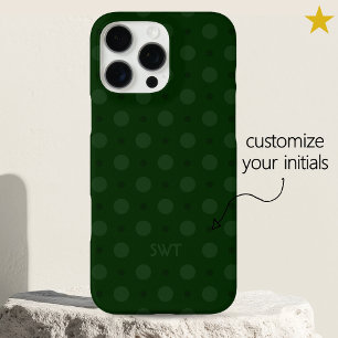 Klassieke groene stippen Aangepaste naam initials iPhone 16 Pro Max Hoesje