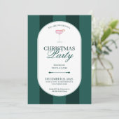 Klassieke groene streep Kerst uitnodiging (Staand voorkant)