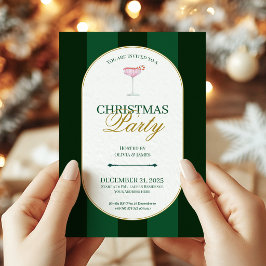 Klassieke groene streep Kerst uitnodiging