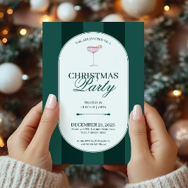 Klassieke groene streep Kerst uitnodiging
