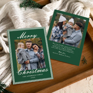 Klassieke groene streep Oude-Money Kerst Foto Feestdagenkaart