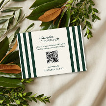 Klassieke groene streep QR-code trouwkaart