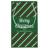 Klassieke Groene Strepen Patroon Kerstmis Klein Cadeauzakje (Achterkant)