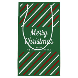 Klassieke Groene Strepen Patroon Kerstmis Klein Cadeauzakje