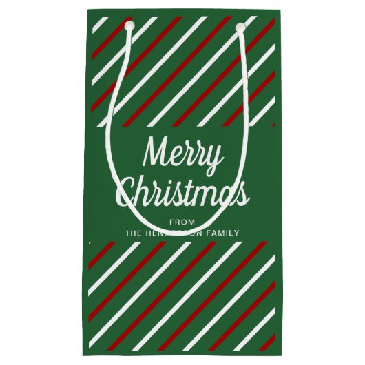 Klassieke Groene Strepen Patroon Kerstmis Klein Cadeauzakje (Voorkant)