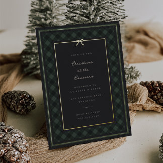 Klassieke groene tartan geruite Kerstvakantiefeest Folie Uitnodiging