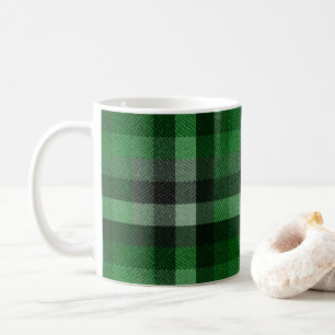 Klassieke groene tartan geruite. koffiemok