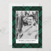Klassieke Groene Tartan Plaid Foto Feestdagenkaart (Voorkant)