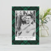 Klassieke Groene Tartan Plaid Foto Feestdagenkaart (Staand voorkant)