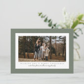 Klassieke groene visgraat lijst foto Kerst Feestdagenkaart (Staand voorkant)