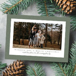 Klassieke groene visgraatlijst foto Kerstmis Feestdagenkaart