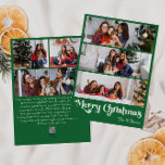 Klassieke Groene Vrolijke Kerstmis Verticaal 6 Fot Feestdagenkaart<br><div class="desc">Vier het seizoen met deze unieke, klassieke groene Merry Christmas verticaal 6 foto vakantiekaart met een vleugje charme. Het minimalistische ontwerp toont een elegant groen en wit kleurenpalet, dat de gezellige sfeer van de winter oproept. De moderne en leuke aantrekkingskracht, gecombineerd met de traditionele formulering, creëer vormen een perfecte balans...</div>