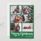 Klassieke Groene Vrolijke Kerstmis Verticale 8 Fot Feestdagenkaart (Voorkant)