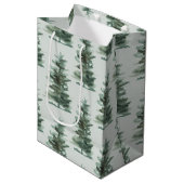 Klassieke Groene Waterverf Pijnboom Medium Cadeauzakje (Voorkant Gekanteld)