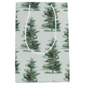 Klassieke Groene Waterverf Pijnboom Medium Cadeauzakje (Voorkant)