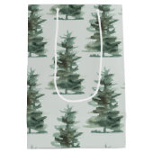 Klassieke Groene Waterverf Pijnboom Medium Cadeauzakje (Achterkant)