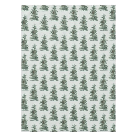 Klassieke Groene Waterverf Pijnboom Tafelkleed (Voorkant)