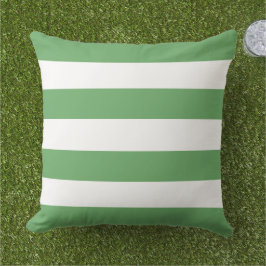 Klassieke groene witte brede horizontale streep buitenkussen
