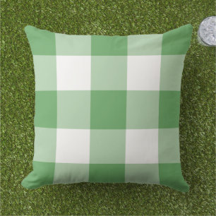 Klassieke groene witte grote Gingham ruit Buitenkussen