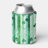 Klassieke groene witte verticale strepen klavertje blikjeskoeler (Blikje Voorkant)