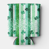 Klassieke groene witte verticale strepen klavertje blikjeskoeler (Voorkant)