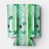 Klassieke groene witte verticale strepen klavertje blikjeskoeler (Achterkant)
