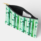 Klassieke groene witte verticale strepen klavertje etui (Open)