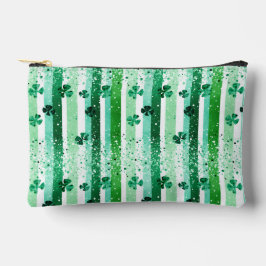 Klassieke groene witte verticale strepen klavertje etui