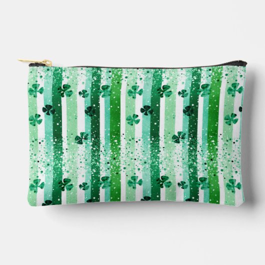 Klassieke groene witte verticale strepen klavertje etui (Voorkant)