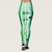 Klassieke groene witte verticale strepen klavertje leggings (Achterkant)