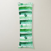 Klassieke groene witte verticale strepen klavertje lichaamskussen (Voorkant Verticaal)