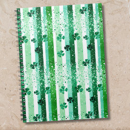 Klassieke groene witte verticale strepen klavertje notitieboek