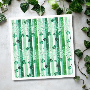 Klassieke groene witte verticale strepen klavertje servet