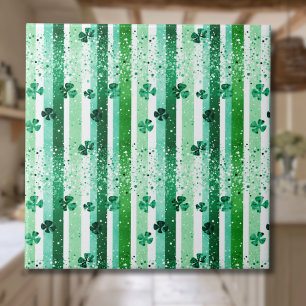 Klassieke groene witte verticale strepen klavertje tegeltje
