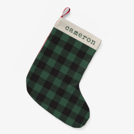 Klassieke groene zwarte Buffalo Tartan Plaid naam Kleine Kerstsok
