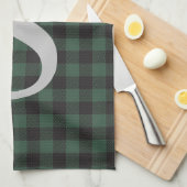 Klassieke Groene Zwarte Tartan Plaid Monogramed Theedoek (Quarter Fold)