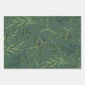 Klassieke Groenen Pijnenkrans Kerstvakantie Inpakpapier Vel (Voorkant 3)