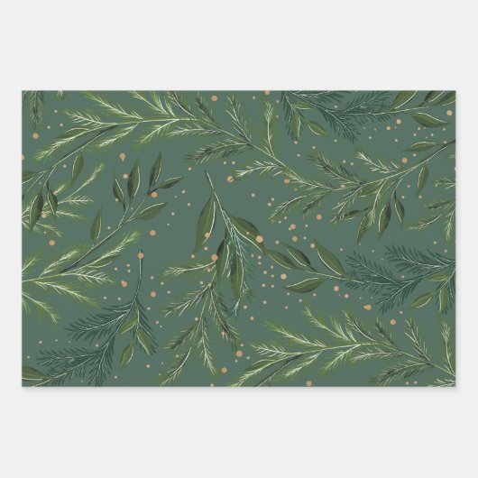 Klassieke Groenen Pijnenkrans Kerstvakantie Inpakpapier Vel (Voorkant 3)