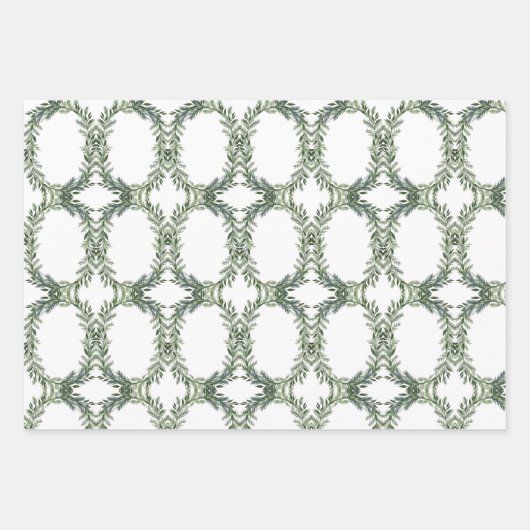 Klassieke Groenen Pijnenkrans Kerstvakantie Inpakpapier Vel (Voorkant)