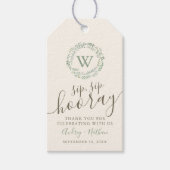 Klassieke Groenere Wreath Sip Hooray Favor Cadeaulabel (Voorkant)