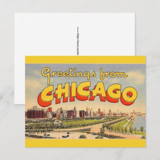 Klassieke groet uit Chicago Briefkaart (Voorkant / Achterkant)