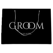 Klassieke Groom Black en White Large Gift Bag Groot Cadeauzakje (Voorkant)