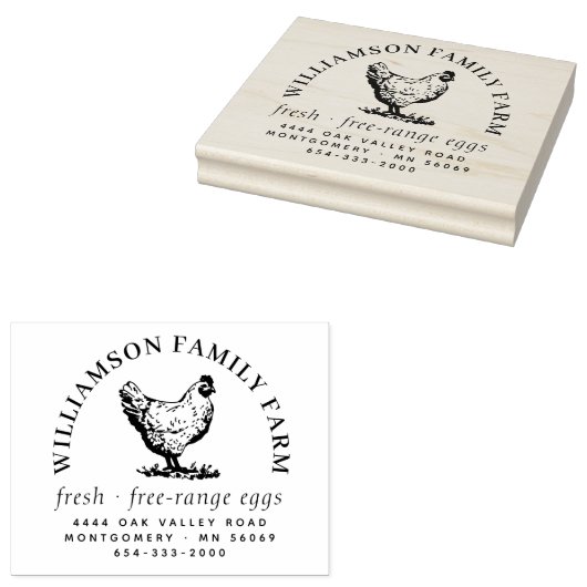 Klassieke Grote Kip Ei Kartonnen Retouradres Telef Rubberstempel (Gestempeld)