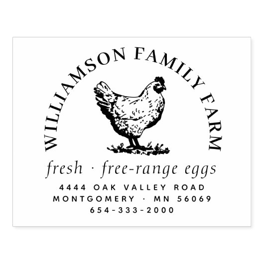 Klassieke Grote Kip Ei Kartonnen Retouradres Telef Rubberstempel (Afrduk)