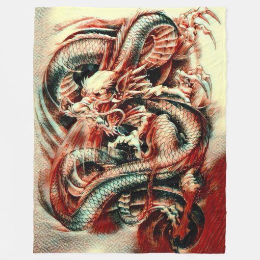 Klassieke Grote Samurai Dragon Spirit Acryl Fleece Deken (Voorkant)