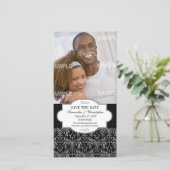 Klassieke Grunge Damask slaat de Datum fotokaart o Save The Date (Staand voorkant)