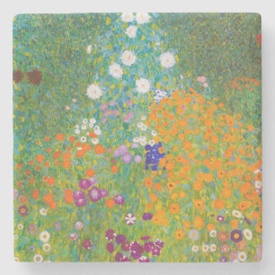 Klassieke Gustav Klimt cottage-tuin bloem kunst Stenen Onderzetter
